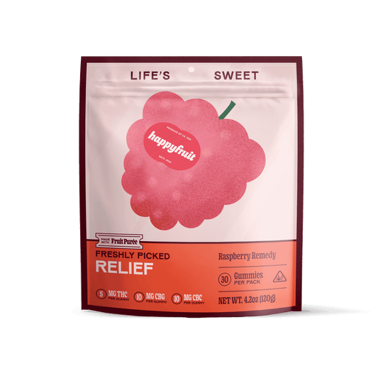 Happy Fruit-Relief-Rosin & Fruit Puree-CBC-CBG-Raspberry Remedy-Hybrid Klutch
