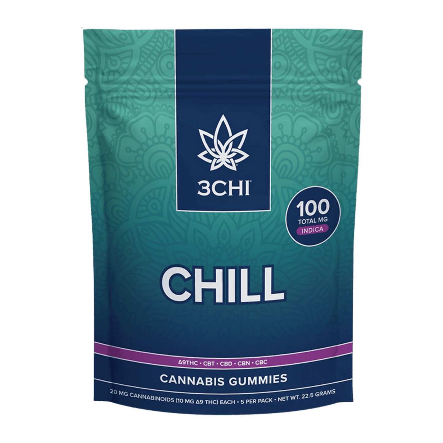 3CHI-Chill Gummies–Natural D9/CBD/CBN/CBC/CBT Blends- Indica 3CHI