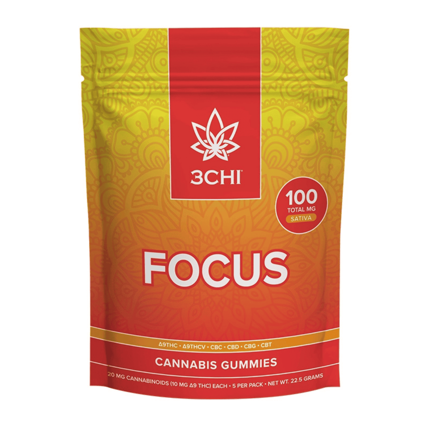 3CHI-Focus Gummies–Natural D9/THCV/CBD/CBC/CBT/CBG Blends- Sativa 3CHI