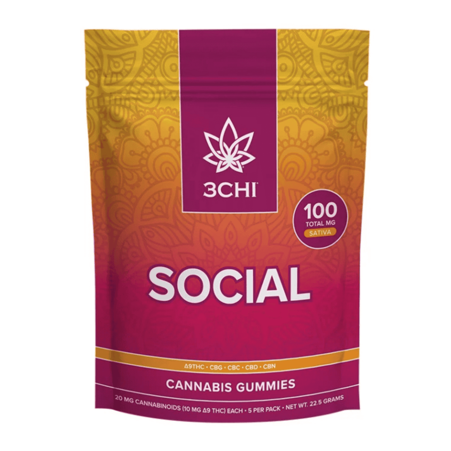 3CHI-Social Gummies–Natural D9/CBC/CBD/CBN/CBG Blends- Sativa StimWell