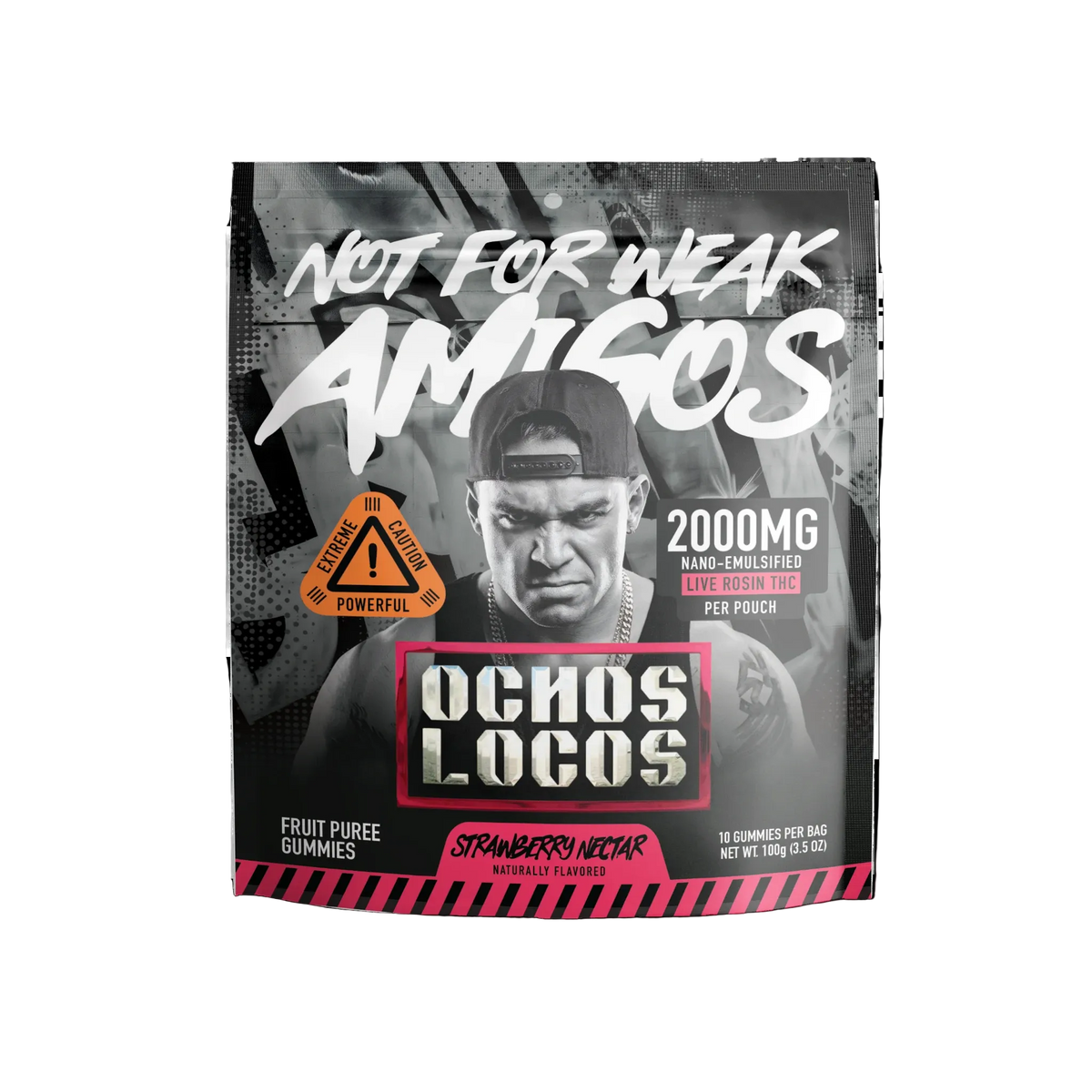 Ochos Locos Strawberry Nectar 2000MG Live Rosin THC Gummies