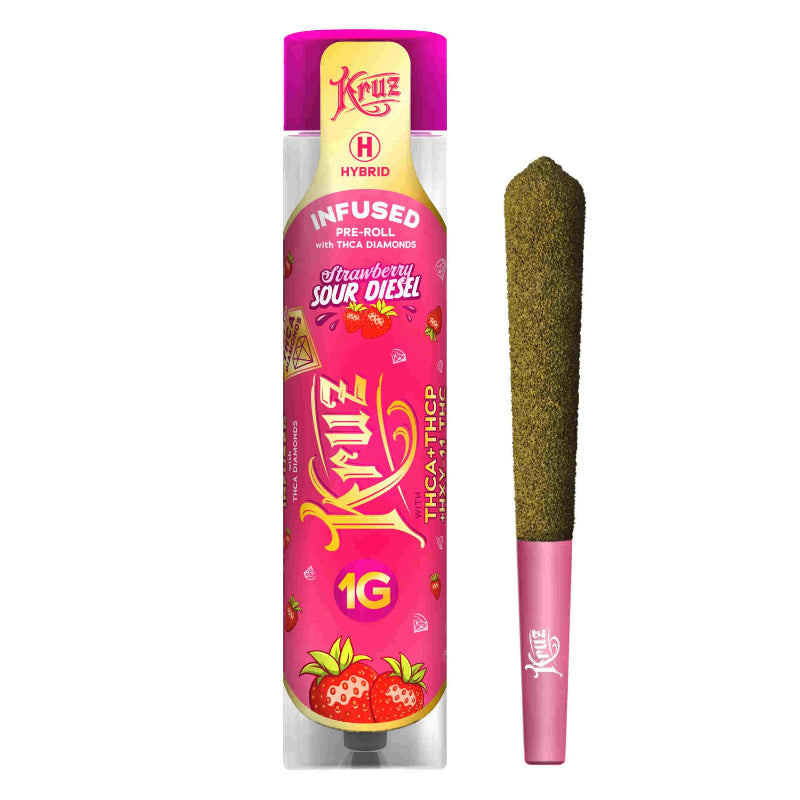 Kruz Liquid Diamonds+THCA+THCP-1G PreRoll-Sour Strawberry Diesel(Hybrid) klutch