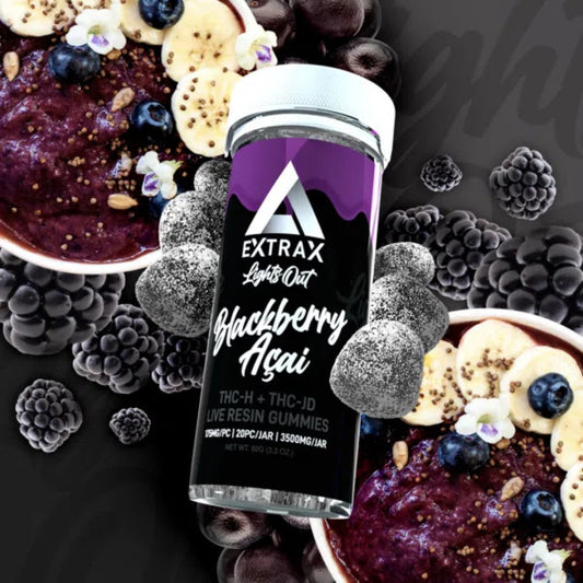 Extrax Blackberry Acai 3500MG THC-H + THC-JD Live Resin Gummies