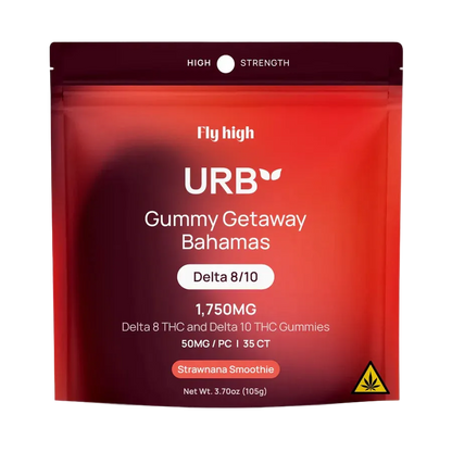 URB Gummy Getaway Bahamas Delta 8 + Delta 10 1750MG Strawnana Smoothie Gummies