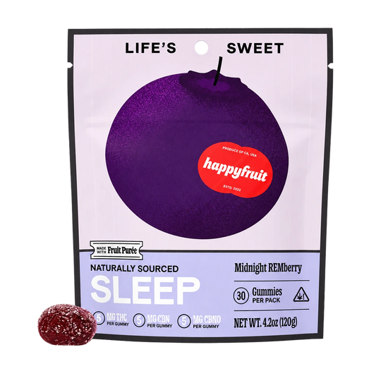 Happy Fruit Midnight REMberry Sleep Gummies, THC, CBN and CBNO, 30 Count