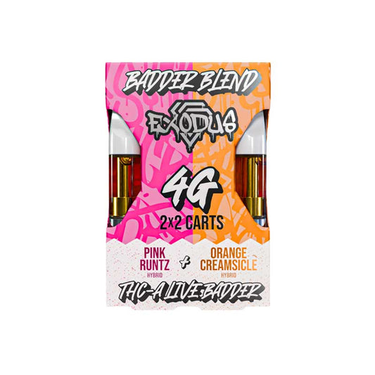 Exodus Badder Blend THC-A Live Badder Cartridges – 4G (2x2G Carts, 2 Flavor Options)