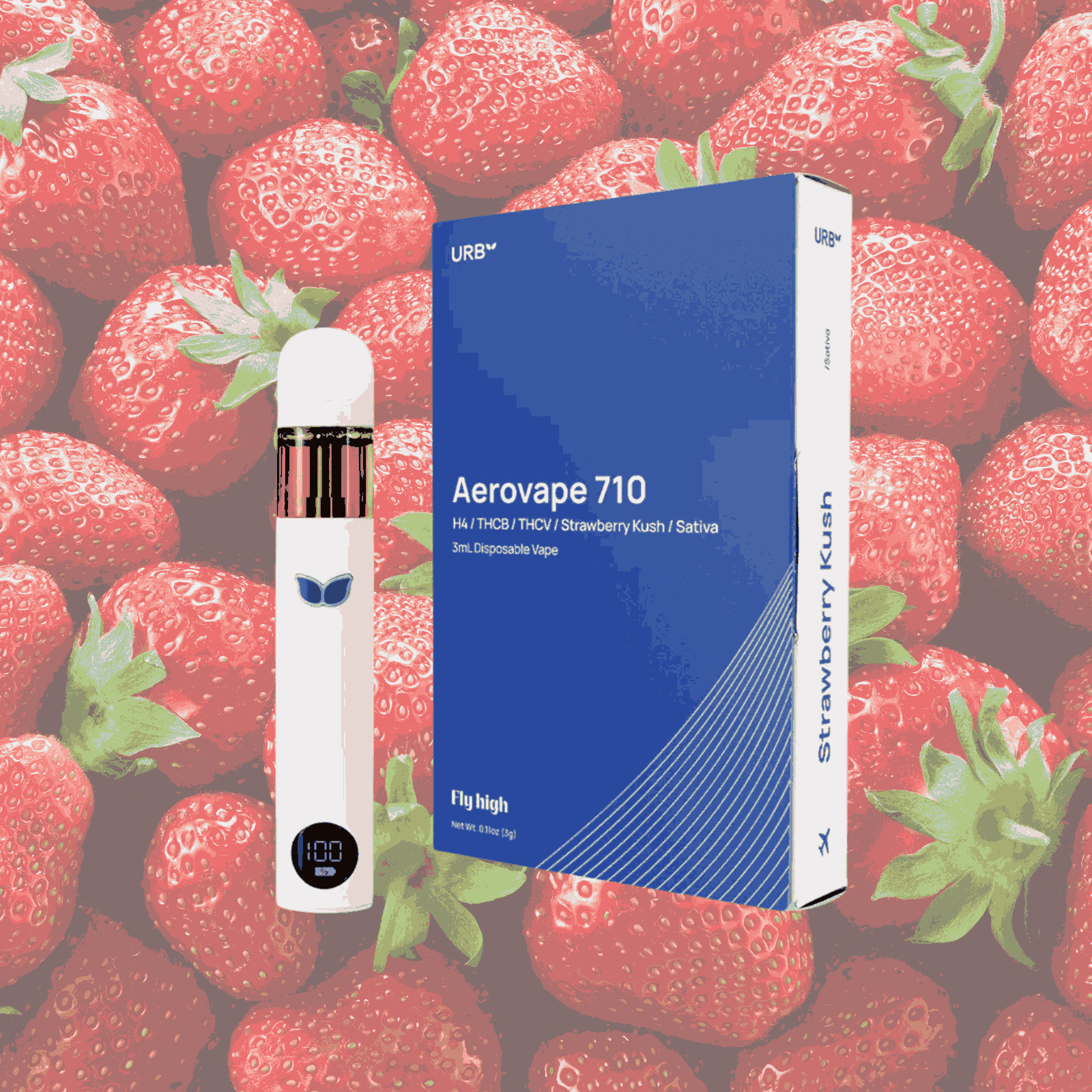 URB-Aerovape 710 Clarity-Delta10-THCV-THCB-3ml Disposable-Strawberry Kush (Sativa) URB