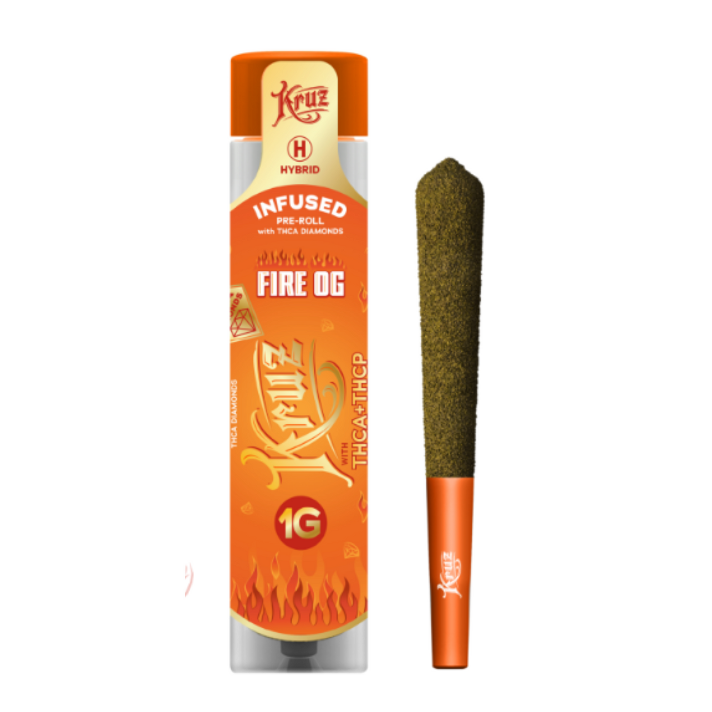 Kruz Liquid Diamonds+THCA+THCP-1G PreRoll- Fire OG (Hybrid) Klutch