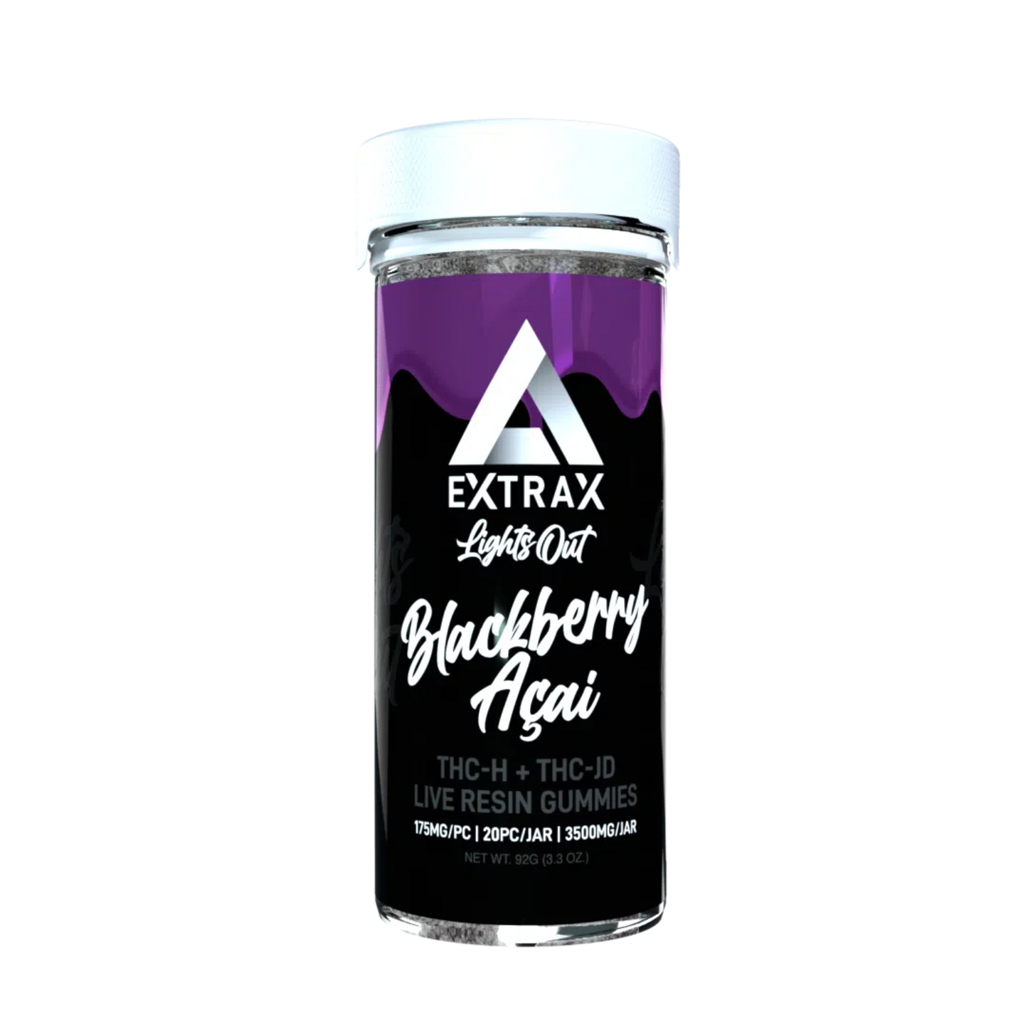 Extrax-Lights Out-Live Resin-Delta 8+THCH+THCJD+THCP-3500MG-Delta 9 THC Gummies-3 Flavor Options Extrax