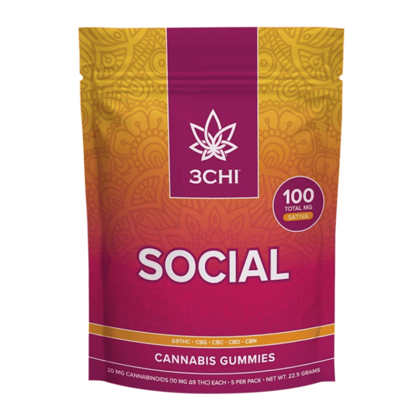 3CHI-Social Gummies–Natural D9/CBC/CBD/CBN/CBG Blends- Sativa StimWell