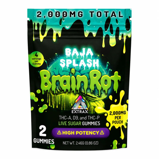 Extrax BrainRot Baja Splash 2000mg THC-A Delta-9 and THC-P live sugar gummies 