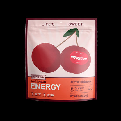 Happy Fruit Cherry Lifted Limeade Energy Gummies, 30 count, with 5mg THC and 5mg THCV per gummy