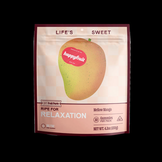 Happy Fruit Mellow Mango Relaxation Gummies, 30 count, with 5mg THC per gummy 