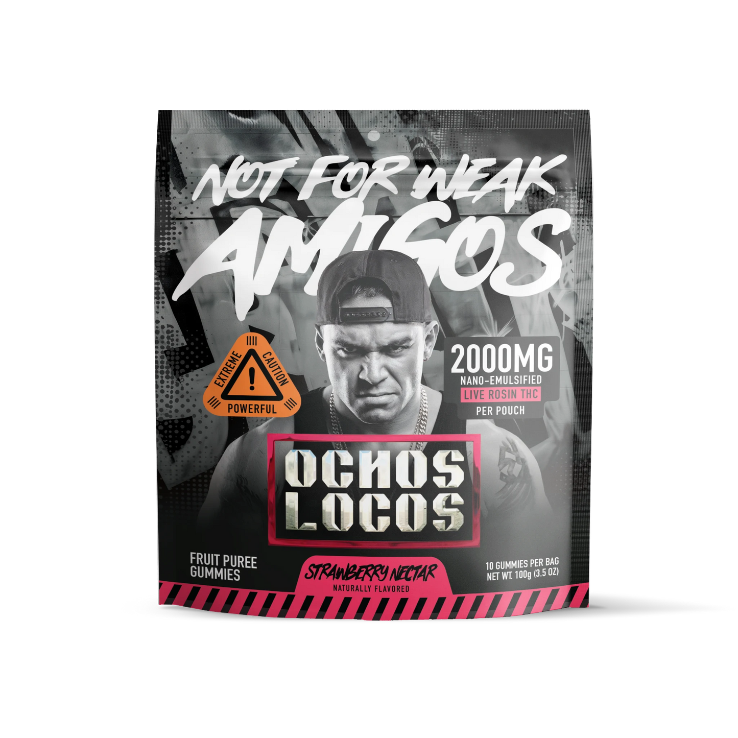 Ochos Locos Strawberry Nectar 2000MG Live Rosin THC Gummies